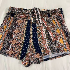 Colorful mosaic-patterned shorts